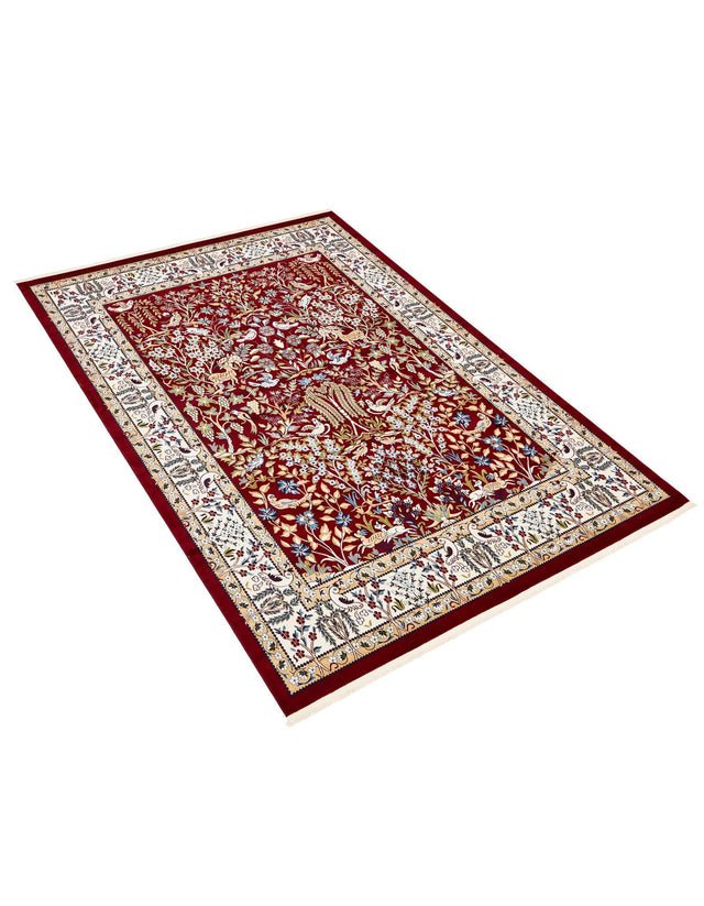 Burgundy 7' 10 x 10' Narenj Rectangle Area Rug 85% Polypropylene & 15% Polyester Traditional Classic Carpet for Living, Dining, Bedrooms, Office for Sale at Rug Engine