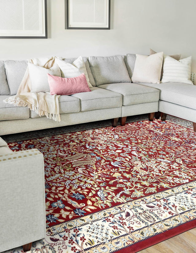Burgundy 10' x 13' 1 Narenj Rectangle Area Rug 85% Polypropylene & 15% Polyester Traditional Classic Carpet for Living, Dining, Bedrooms, Office for Sale at Rug Engine