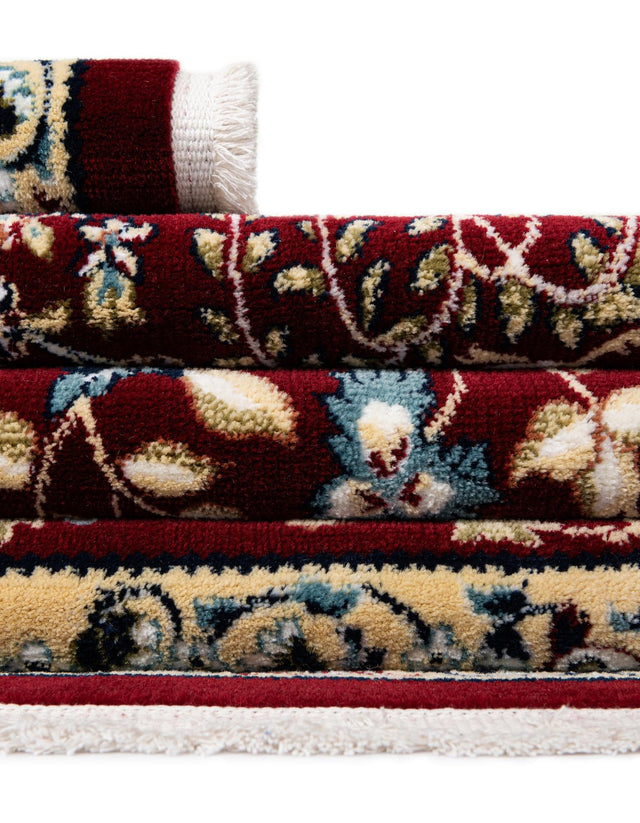 Burgundy 7' 10 x 10' Narenj Rectangle Area Rug 85% Polypropylene & 15% Polyester Traditional Classic Carpet for Living, Dining, Bedrooms, Office for Sale at Rug Engine