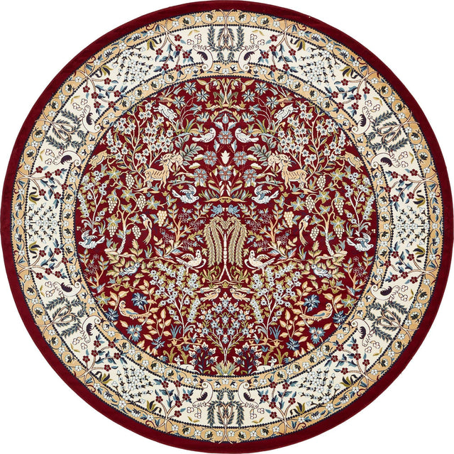 Burgundy 10' x 10' Narenj Round Area Rug 85% Polypropylene & 15% Polyester Traditional Classic Carpet for Living, Dining, Bedrooms, Office for Sale at Rug Engine