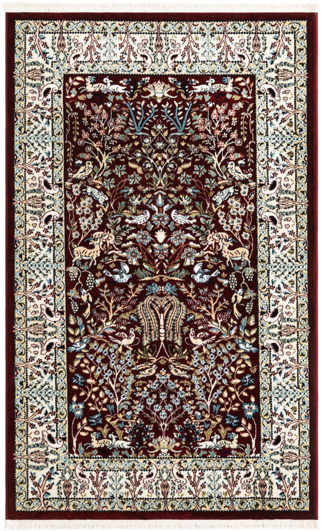 Burgundy 3' 1 x 5' 3 Narenj Rectangle Area Rug 85% Polypropylene & 15% Polyester Traditional Classic Carpet for Living, Dining, Bedrooms, Office for Sale at Rug Engine
