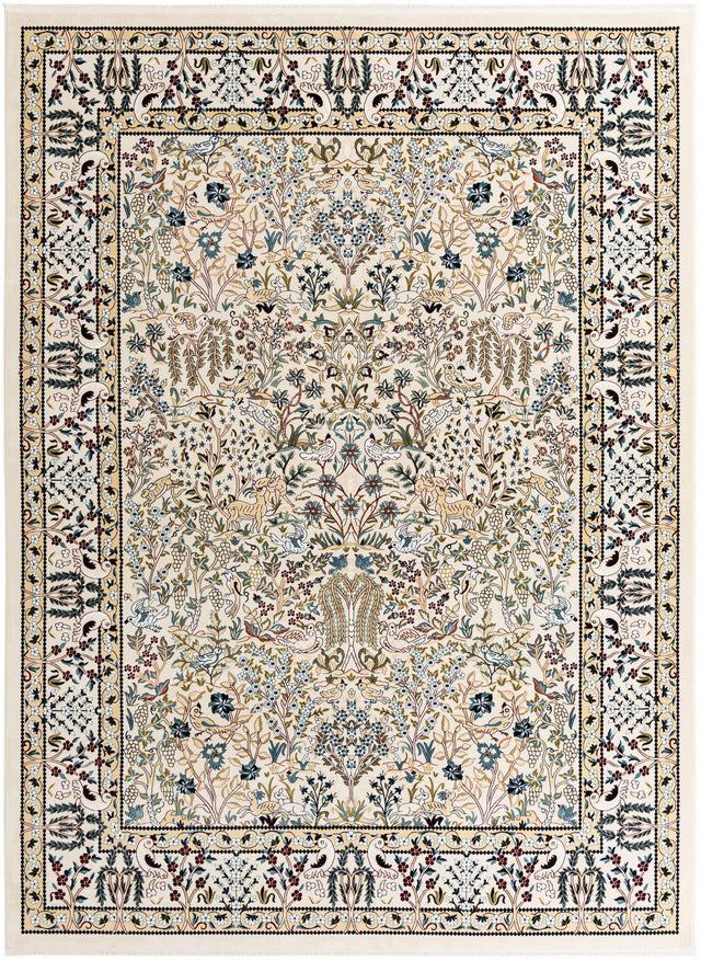 Ivory 10' x 13' Narenj Rectangle Area Rug 85% Polypropylene & 15% Polyester Traditional Classic Carpet for Living, Dining, Bedrooms, Office for Sale at Rug Engine