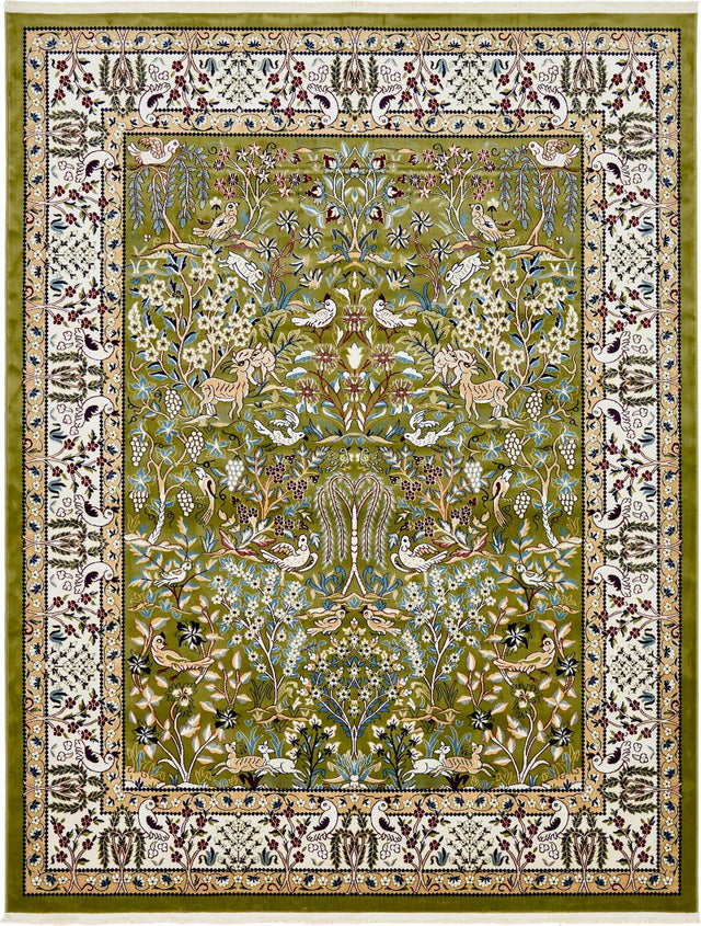 Green 7' 10 x 10' Narenj Rectangle Area Rug 85% Polypropylene & 15% Polyester Traditional Classic Carpet for Living, Dining, Bedrooms, Office for Sale at Rug Engine