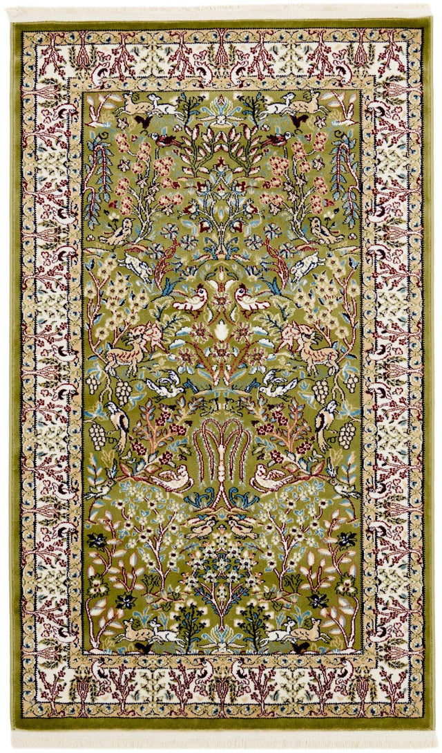 Green 3' 1 x 5' 3 Narenj Rectangle Area Rug 85% Polypropylene & 15% Polyester Traditional Classic Carpet for Living, Dining, Bedrooms, Office for Sale at Rug Engine