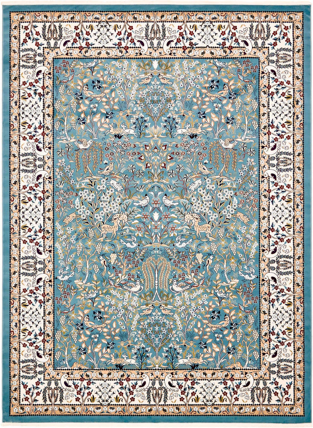 Blue 10' x 13' Narenj Rectangle Area Rug 85% Polypropylene & 15% Polyester Traditional Classic Carpet for Living, Dining, Bedrooms, Office for Sale at Rug Engine