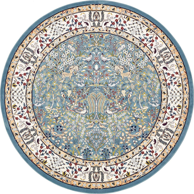 Blue 10' x 10' Narenj Round Area Rug 85% Polypropylene & 15% Polyester Traditional Classic Carpet for Living, Dining, Bedrooms, Office for Sale at Rug Engine