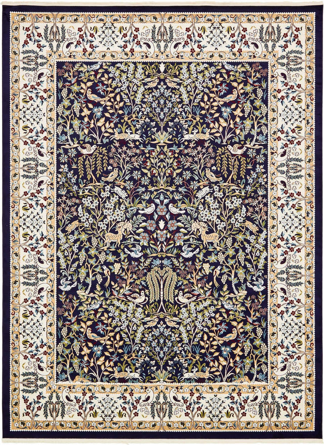 Navy Blue 10' x 13' Narenj Rectangle Area Rug 85% Polypropylene & 15% Polyester Traditional Classic Carpet for Living, Dining, Bedrooms, Office for Sale at Rug Engine