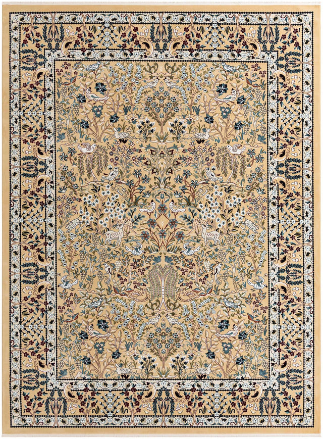 Beige 10' x 13' Narenj Rectangle Area Rug 85% Polypropylene & 15% Polyester Traditional Classic Carpet for Living, Dining, Bedrooms, Office for Sale at Rug Engine