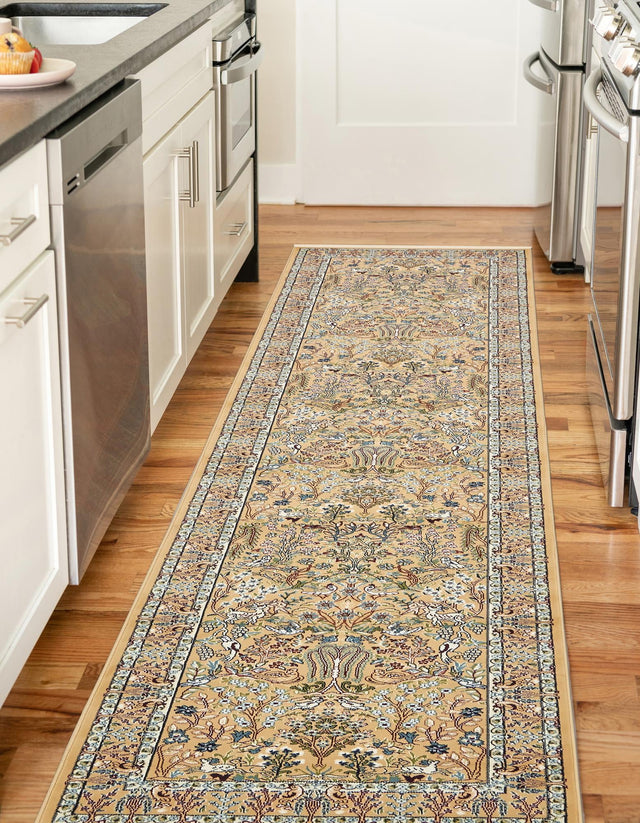 Beige 2' 11 x 13' 1 Narenj Runner Area Rug 85% Polypropylene & 15% Polyester Traditional Classic Carpet for Living, Dining, Bedrooms, Office for Sale at Rug Engine