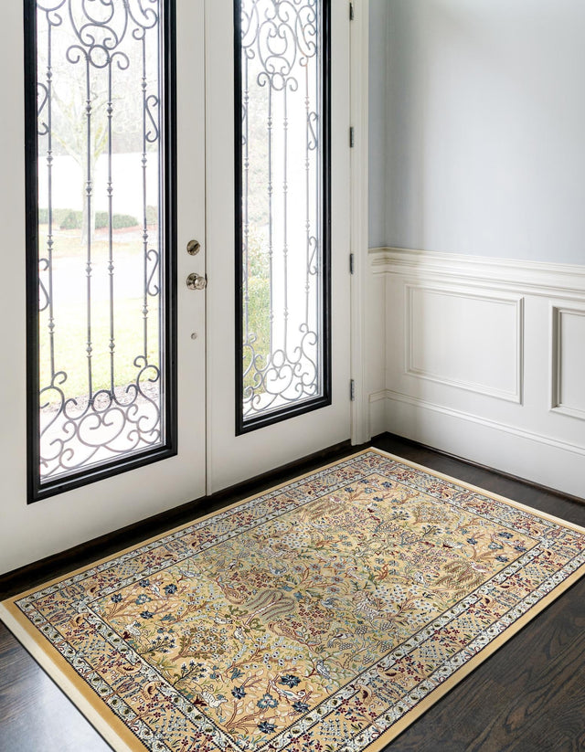 Beige 3' 1 x 5' 3 Narenj Rectangle Area Rug 85% Polypropylene & 15% Polyester Traditional Classic Carpet for Living, Dining, Bedrooms, Office for Sale at Rug Engine