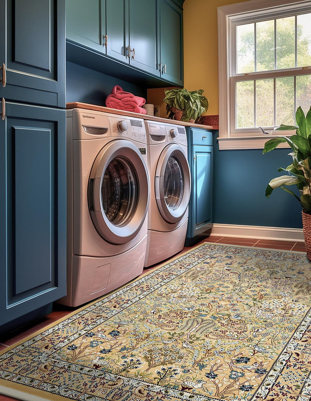 Beige 10' x 13' Narenj Rectangle Area Rug 85% Polypropylene & 15% Polyester Traditional Classic Carpet for Living, Dining, Bedrooms, Office for Sale at Rug Engine