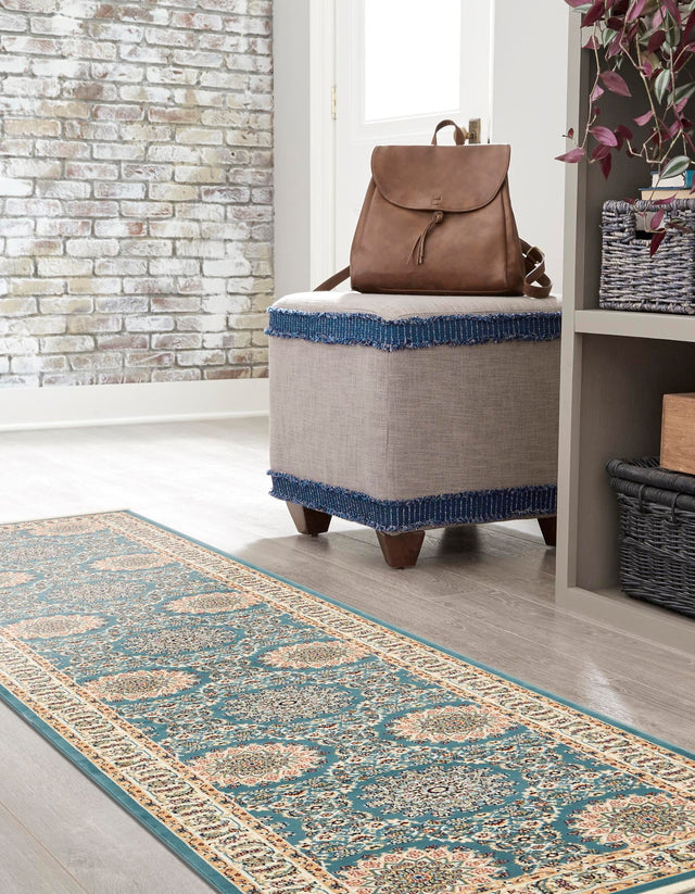 Blue 2' 11 x 13' 1 Narenj Runner Area Rug 85% Polypropylene & 15% Polyester Traditional Classic Carpet for Living, Dining, Bedrooms, Office for Sale at Rug Engine