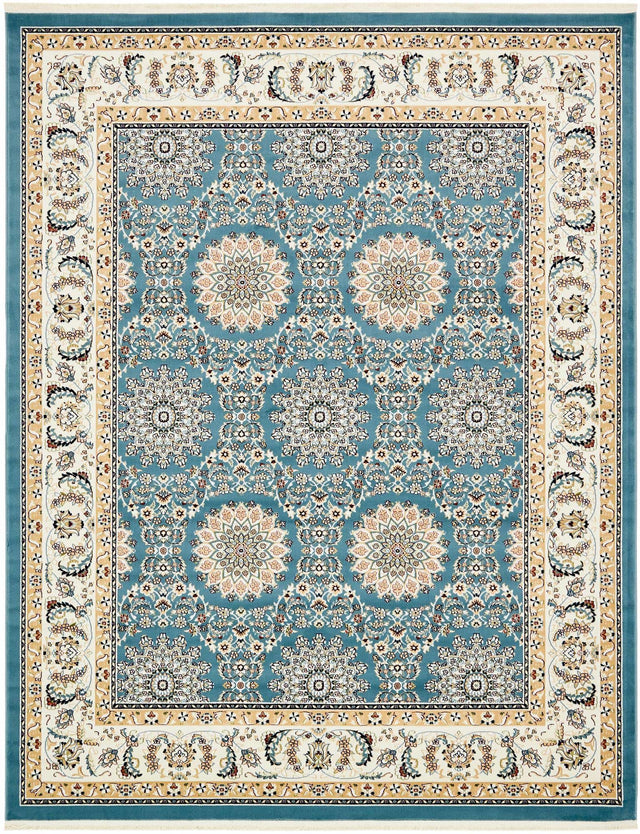 Blue 7' 10 x 10' Narenj Rectangle Area Rug 85% Polypropylene & 15% Polyester Traditional Classic Carpet for Living, Dining, Bedrooms, Office for Sale at Rug Engine