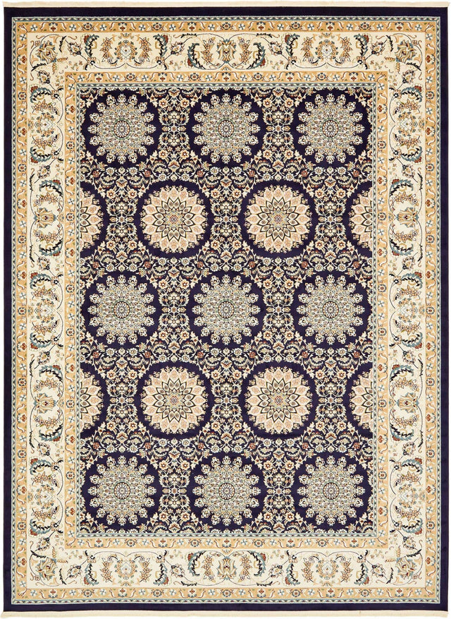 Navy Blue 10' x 13' 1 Narenj Rectangle Area Rug 85% Polypropylene & 15% Polyester Traditional Classic Carpet for Living, Dining, Bedrooms, Office for Sale at Rug Engine