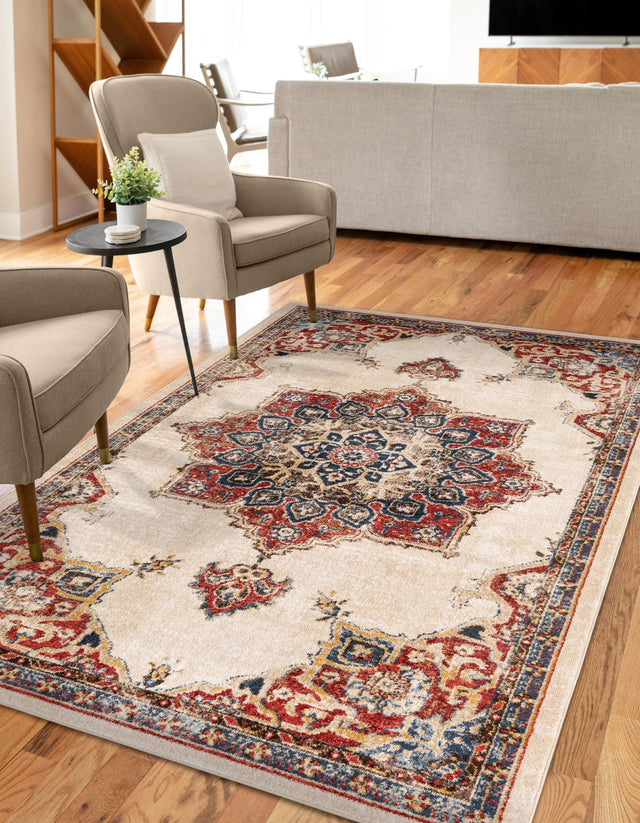 Cream 8' x 10' Utopia Rectangle Area Rug Traditional Vintage Persian Inspired Vivid Color Durable Carpet for Unique Interiors for Sale at Rug Engine
