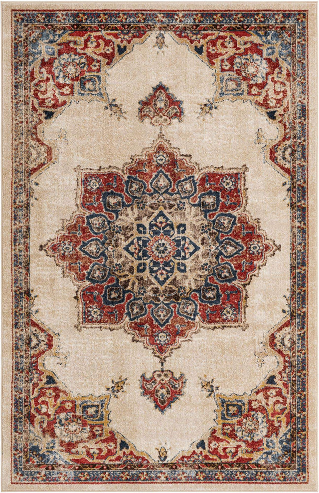Cream 5' x 8' Utopia Rectangle Area Rug Traditional Vintage Persian Inspired Vivid Color Durable Carpet for Unique Interiors for Sale at Rug Engine