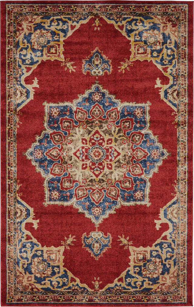 Burgundy 5' x 8' Utopia Rectangle Area Rug Traditional Vintage Persian Inspired Vivid Color Durable Carpet for Unique Interiors for Sale at Rug Engine