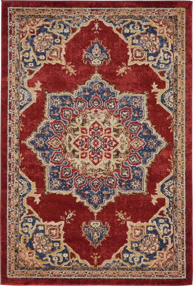 Burgundy 4' x 6' Utopia Rectangle Area Rug Traditional Vintage Persian Inspired Vivid Color Durable Carpet for Unique Interiors for Sale at Rug Engine