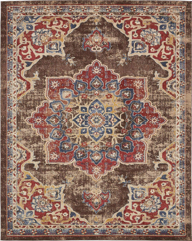 Chocolate Brown 8' x 10' Utopia Rectangle Area Rug Traditional Vintage Persian Inspired Vivid Color Durable Carpet for Unique Interiors for Sale at Rug Engine