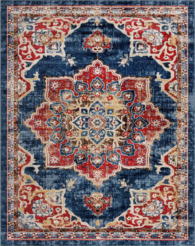 Dark Blue 8' x 10' Utopia Rectangle Area Rug Traditional Vintage Persian Inspired Vivid Color Durable Carpet for Unique Interiors for Sale at Rug Engine