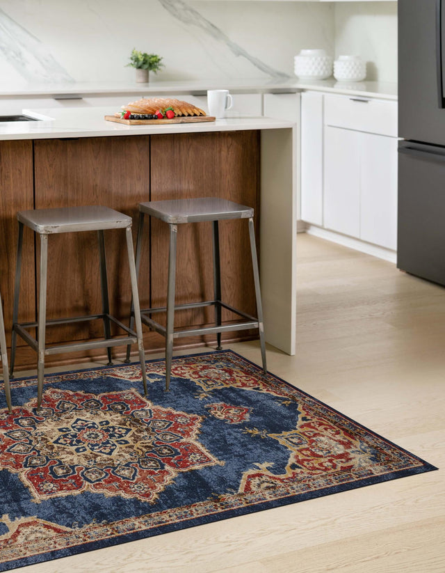 Dark Blue 6' 1 x 9' Utopia Rectangle Area Rug Traditional Vintage Persian Inspired Vivid Color Durable Carpet for Unique Interiors for Sale at Rug Engine