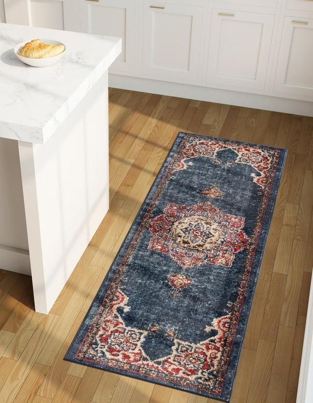 Dark Blue 2' 7 x 13' 1 Utopia Runner Area Rug Traditional Vintage Persian Inspired Vivid Color Durable Carpet for Unique Interiors for Sale at Rug Engine
