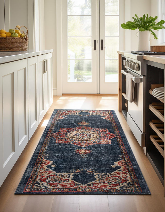 Dark Blue 2' 7 x 13' 1 Utopia Runner Area Rug Traditional Vintage Persian Inspired Vivid Color Durable Carpet for Unique Interiors for Sale at Rug Engine