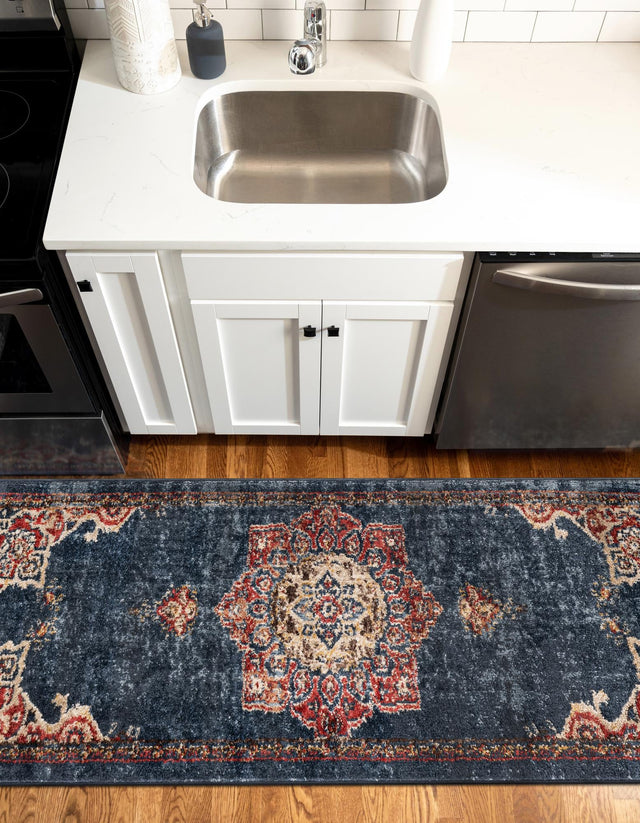 Dark Blue 2' x 8' Utopia Runner Area Rug Traditional Vintage Persian Inspired Vivid Color Durable Carpet for Unique Interiors for Sale at Rug Engine