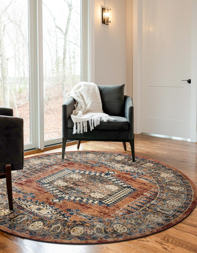 Terracotta 7' 10 x 7' 10 Utopia Round Area Rug Traditional Vintage Persian Inspired Vivid Color Durable Carpet for Unique Interiors for Sale at Rug Engine
