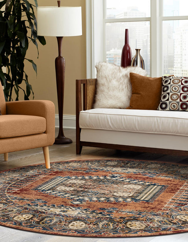 Terracotta 7' 10 x 7' 10 Utopia Round Area Rug Traditional Vintage Persian Inspired Vivid Color Durable Carpet for Unique Interiors for Sale at Rug Engine
