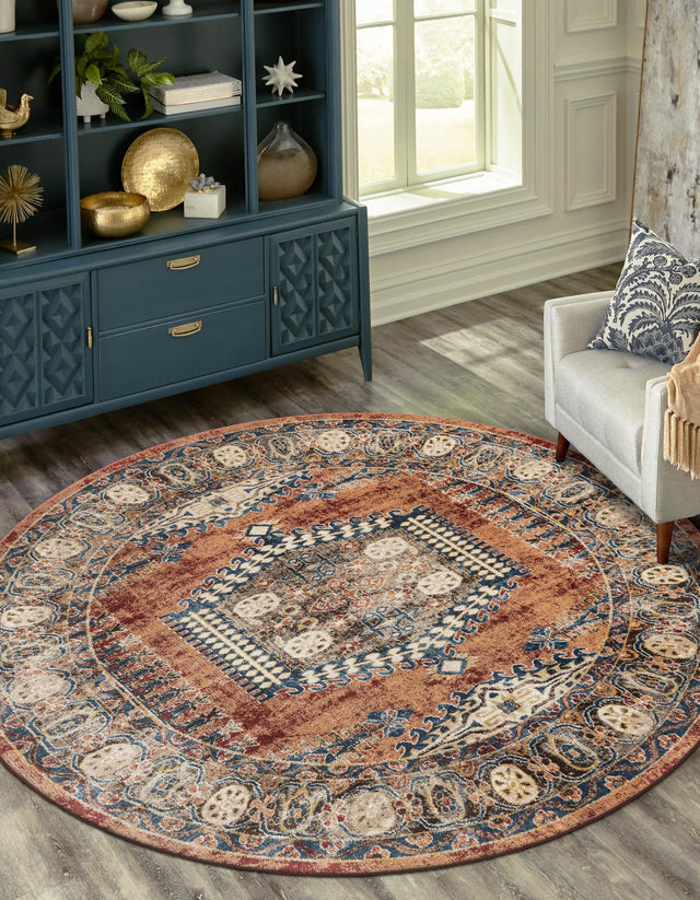 Terracotta 7' 10 x 7' 10 Utopia Round Area Rug Traditional Vintage Persian Inspired Vivid Color Durable Carpet for Unique Interiors for Sale at Rug Engine