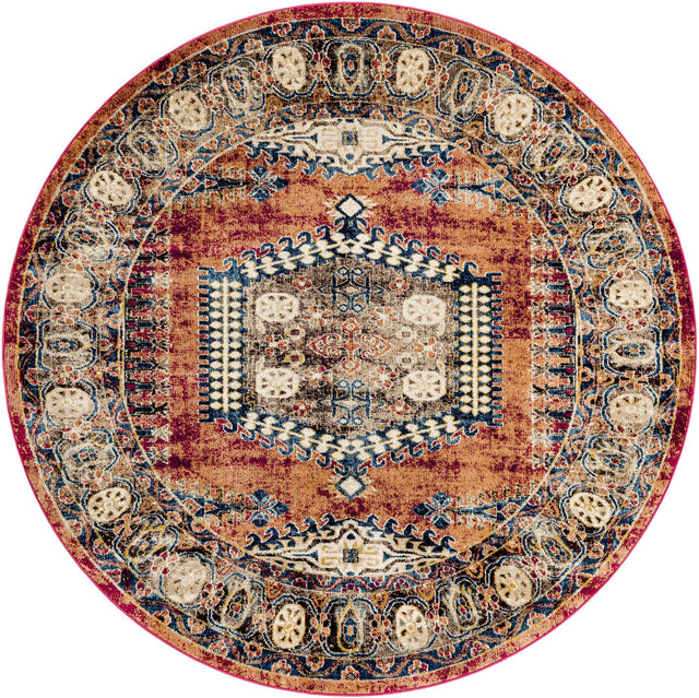 Terracotta 8' x 8' Utopia Round Area Rug Traditional Vintage Persian Inspired Vivid Color Durable Carpet for Unique Interiors for Sale at Rug Engine