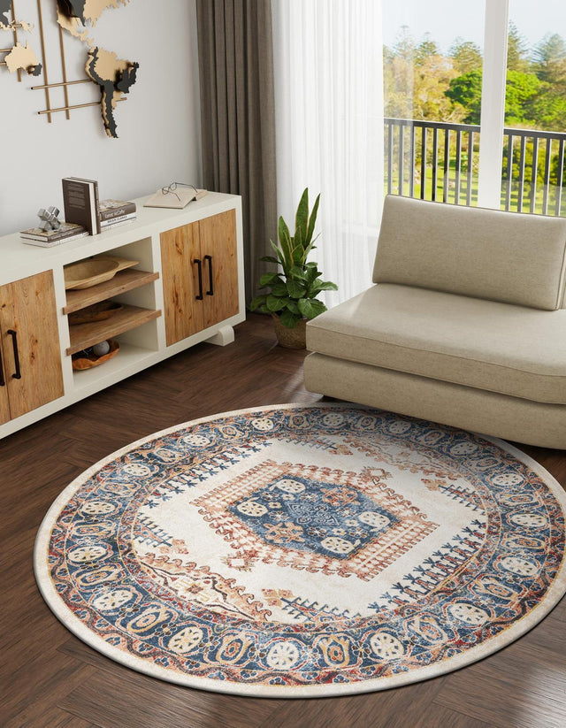 Cream 4' 1 x 4' 1 Utopia Round Area Rug Traditional Vintage Persian Inspired Vivid Color Durable Carpet for Unique Interiors for Sale at Rug Engine