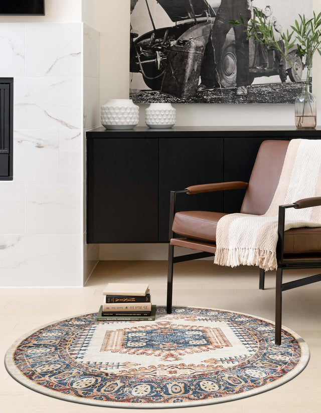 Cream 8' x 8' Utopia Round Area Rug