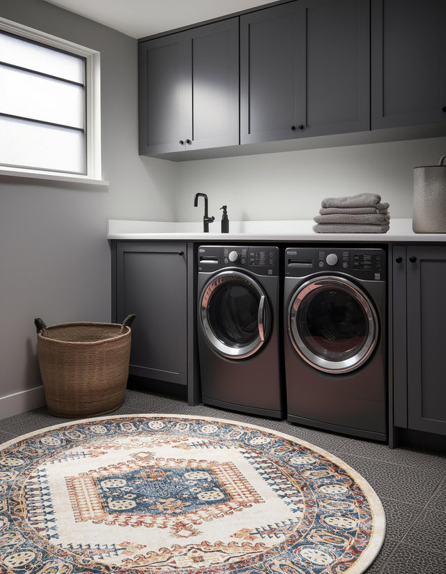 Cream 8' x 8' Utopia Round Area Rug