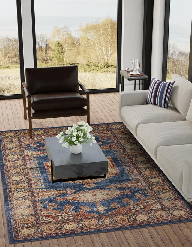 Blue 7' 1 x 10' Utopia Rectangle Area Rug Traditional Vintage Persian Inspired Vivid Color Durable Carpet for Unique Interiors for Sale at Rug Engine