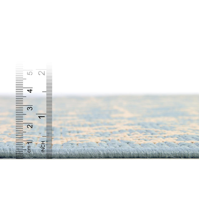 Light Blue 6' 1 x 9' Outdoor Botanical Rectangle Area Rug Weather Resistant for Patio, Deck, Terrace, Balcony, Porch Polypropylene Garden Floral Tropical Carpet for Sale at Rug Engine