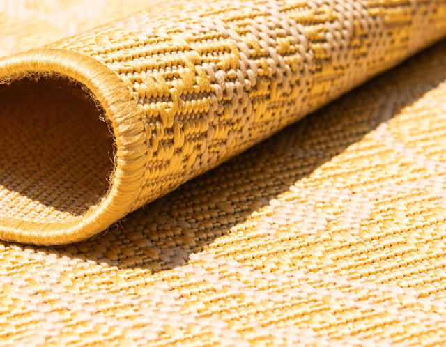 Yellow 7' x 10' Outdoor Botanical Rectangle Area Rug Weather Resistant for Patio, Deck, Terrace, Balcony, Porch Polypropylene Garden Floral Tropical Carpet for Sale at Rug Engine