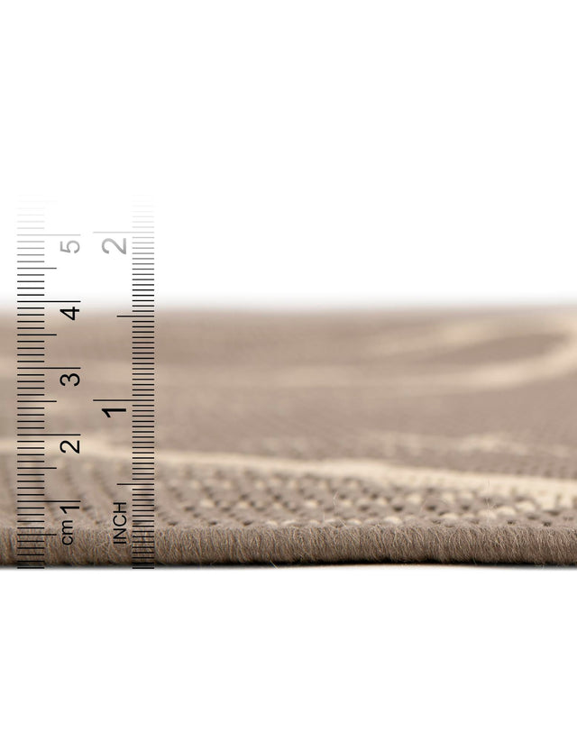 Brown 7' 1 x 10' Outdoor Botanical Rectangle Area Rug Weather Resistant for Patio, Deck, Terrace, Balcony, Porch