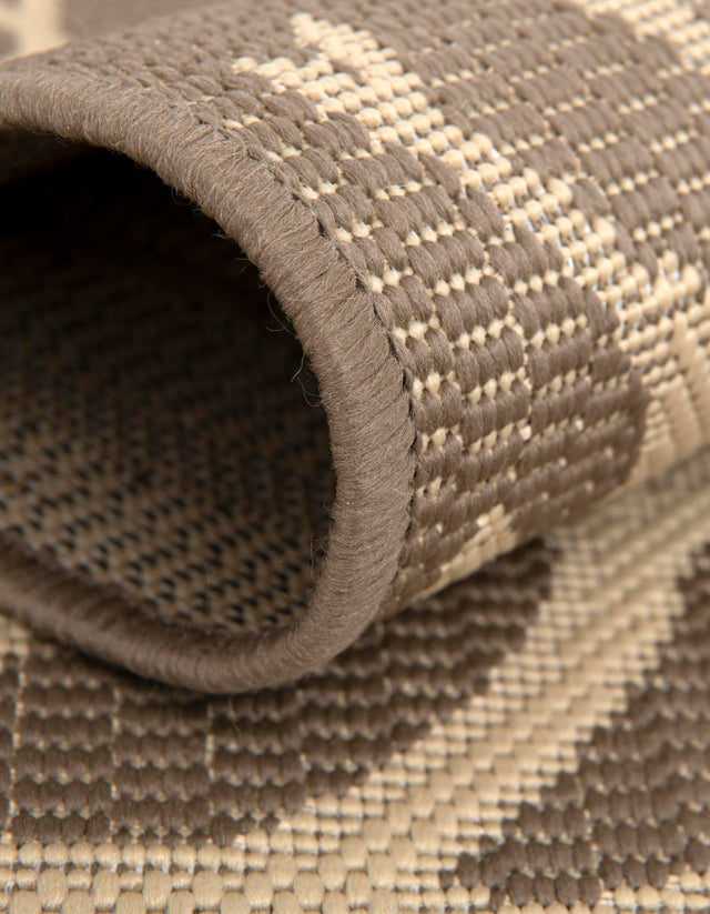 Brown 7' 1 x 10' Outdoor Botanical Rectangle Area Rug Weather Resistant for Patio, Deck, Terrace, Balcony, Porch