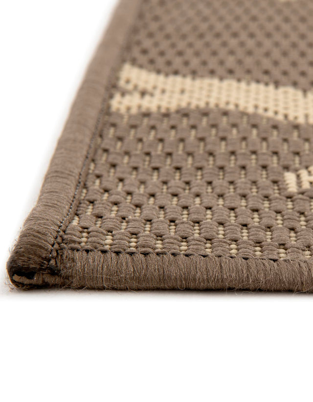 Brown 7' 1 x 10' Outdoor Botanical Rectangle Area Rug Weather Resistant for Patio, Deck, Terrace, Balcony, Porch