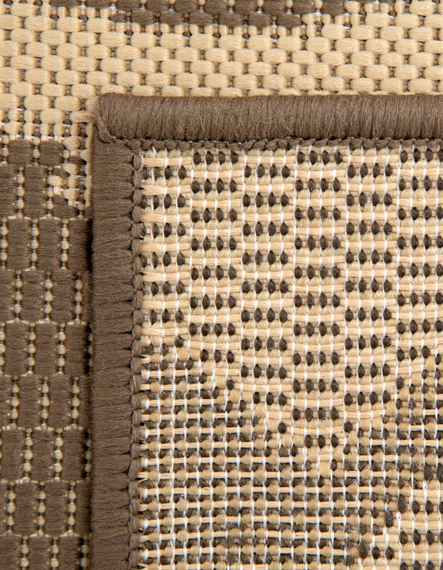 Brown 7' 1 x 10' Outdoor Botanical Rectangle Area Rug Weather Resistant for Patio, Deck, Terrace, Balcony, Porch