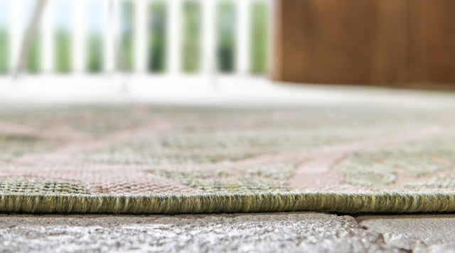 Light Green 4' 1 x 6' 1 Outdoor Botanical Rectangle Area Rug Weather Resistant for Patio, Deck, Terrace, Balcony, Porch Polypropylene Garden Floral Tropical Carpet for Sale at Rug Engine