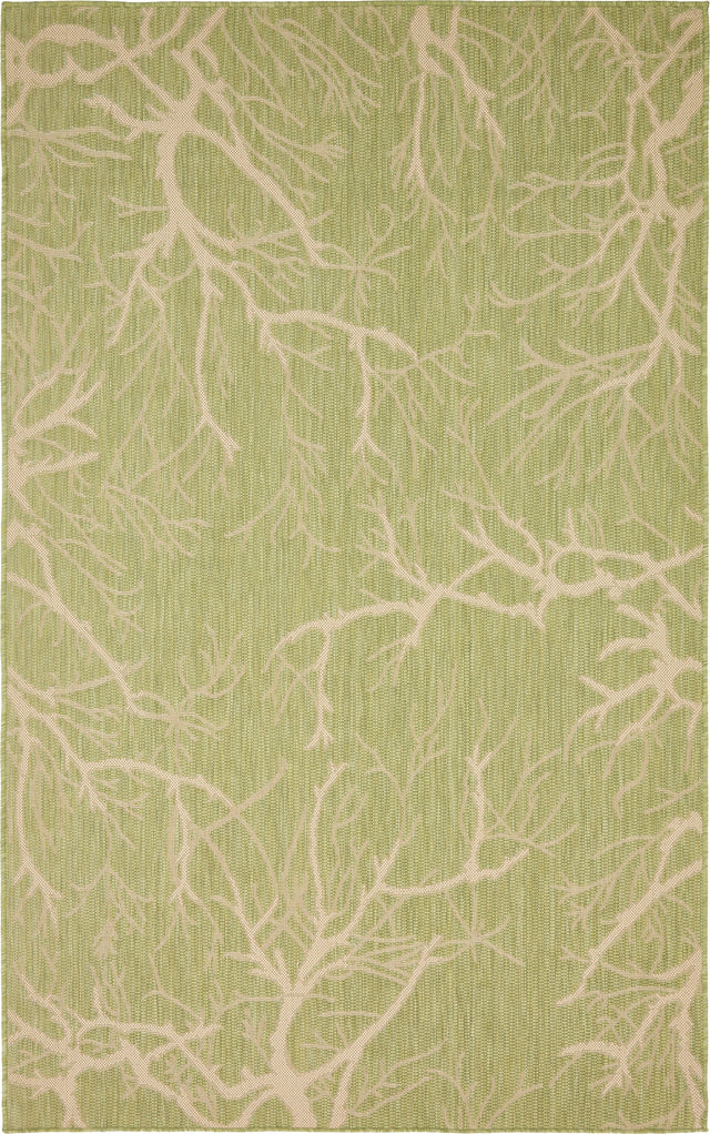 Light Green 5' 1 x 8' Outdoor Botanical Rectangle Area Rug Weather Resistant for Patio, Deck, Terrace, Balcony, Porch Polypropylene Garden Floral Tropical Carpet for Sale at Rug Engine