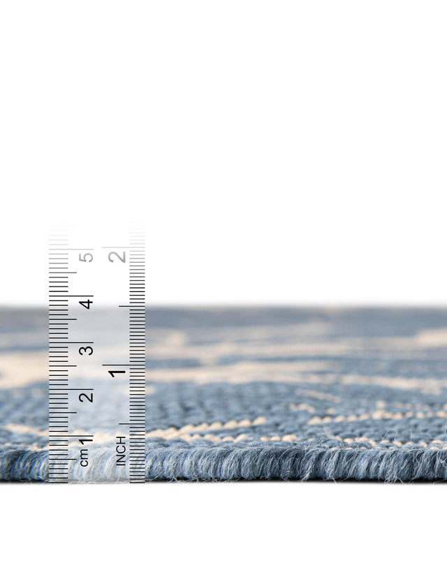 Blue 8' x 11' 4 Outdoor Botanical Rectangle Area Rug Weather Resistant for Patio, Deck, Terrace, Balcony, Porch