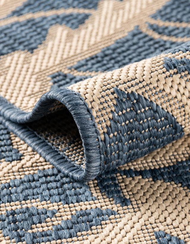 Blue 8' x 11' 4 Outdoor Botanical Rectangle Area Rug Weather Resistant for Patio, Deck, Terrace, Balcony, Porch