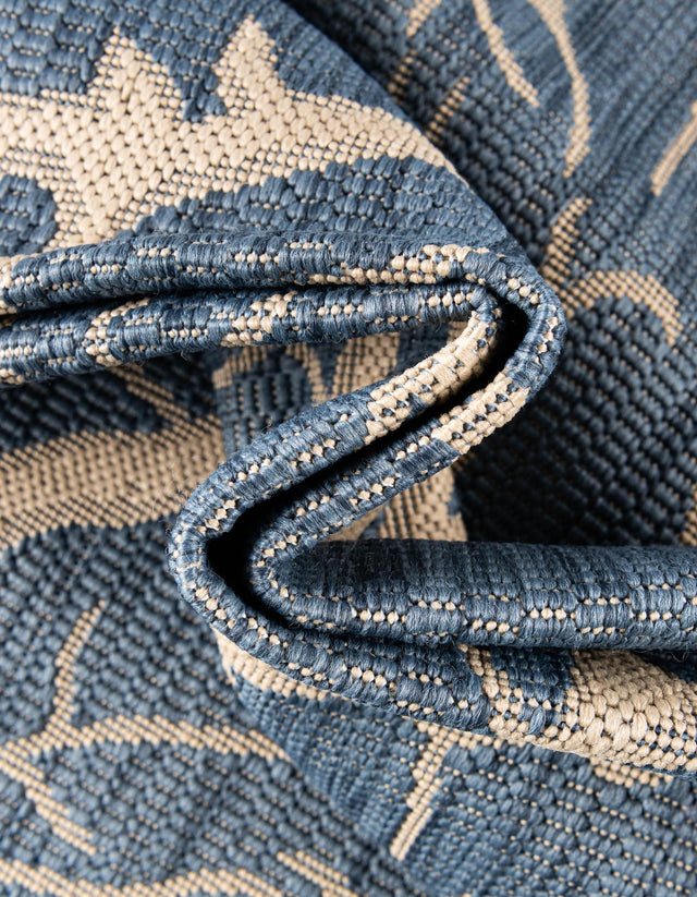 Blue 8' x 11' 4 Outdoor Botanical Rectangle Area Rug Weather Resistant for Patio, Deck, Terrace, Balcony, Porch