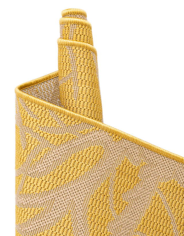 Yellow 2' x 3' Outdoor Botanical Rectangle Area Rug Weather Resistant for Patio, Deck, Terrace, Balcony, Porch Polypropylene Garden Floral Tropical Carpet for Sale at Rug Engine