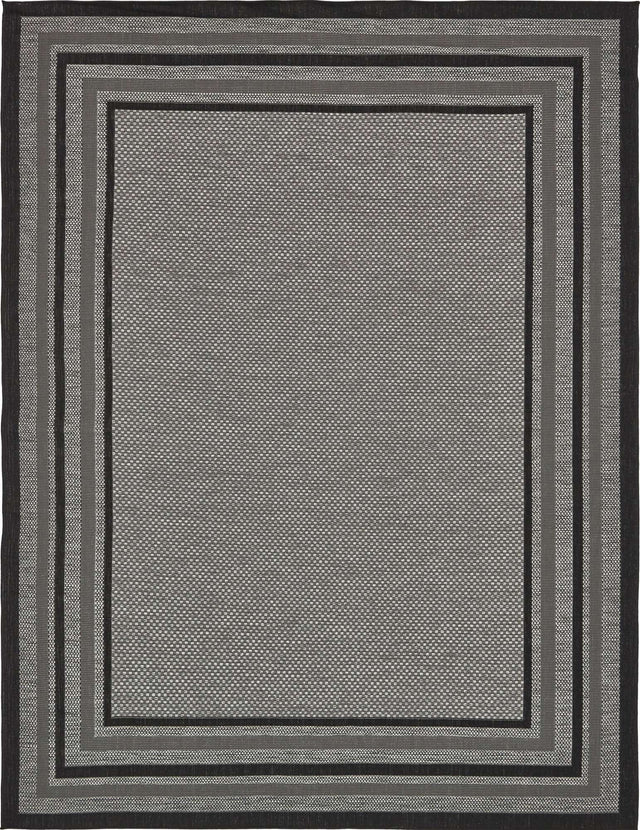 Gray 9' x 12' Outdoor Border Rectangle Area Rug Weather Resistant for Patio, Deck, Terrace, Balcony, Porch 100% Polypropylene Classic Bordered Carpet for Sale at Rug Engine
