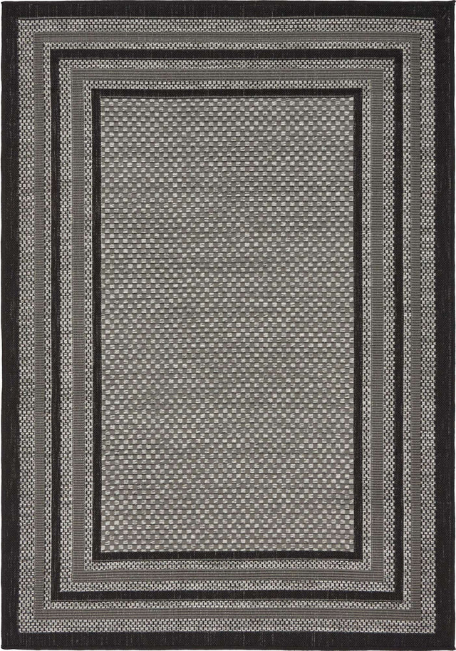 Gray 4' x 6' Outdoor Border Rectangle Area Rug Weather Resistant for Patio, Deck, Terrace, Balcony, Porch 100% Polypropylene Classic Bordered Carpet for Sale at Rug Engine